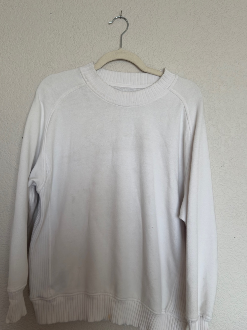 Aerie White Ribbed Crewneck Sweatshirt